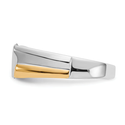 14K Two Tone Gold Diamond Mens Ring