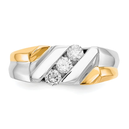 14K Two Tone Gold Diamond Mens Ring