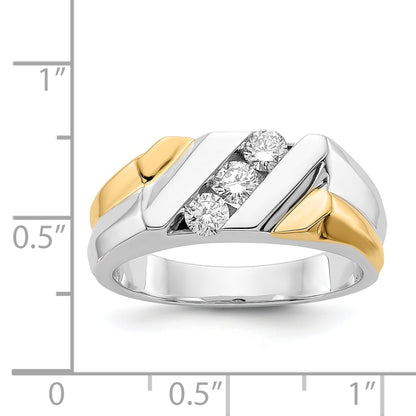 14K Two Tone Gold Diamond Mens Ring