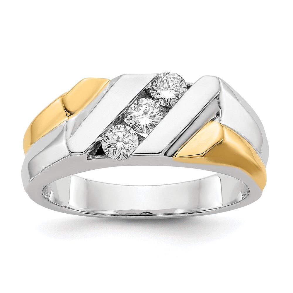 14K Two Tone Gold Diamond Mens Ring