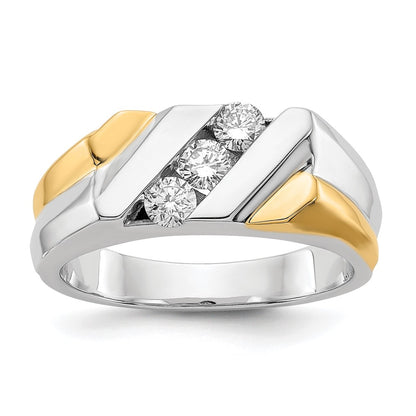 14K Two Tone Gold Diamond Mens Ring