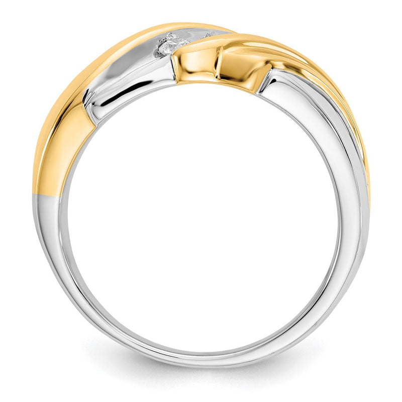 14K Two Tone Diamond Mens Ring