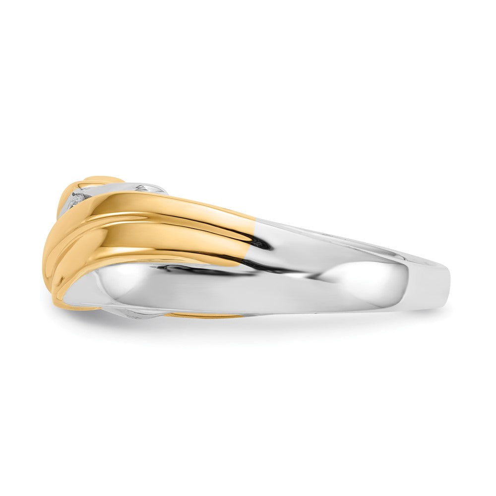 14K Two Tone Diamond Mens Ring