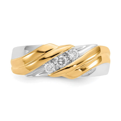 14K Two Tone Diamond Mens Ring