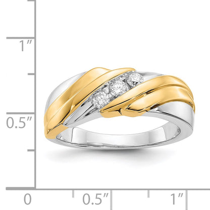 14K Two Tone Diamond Mens Ring