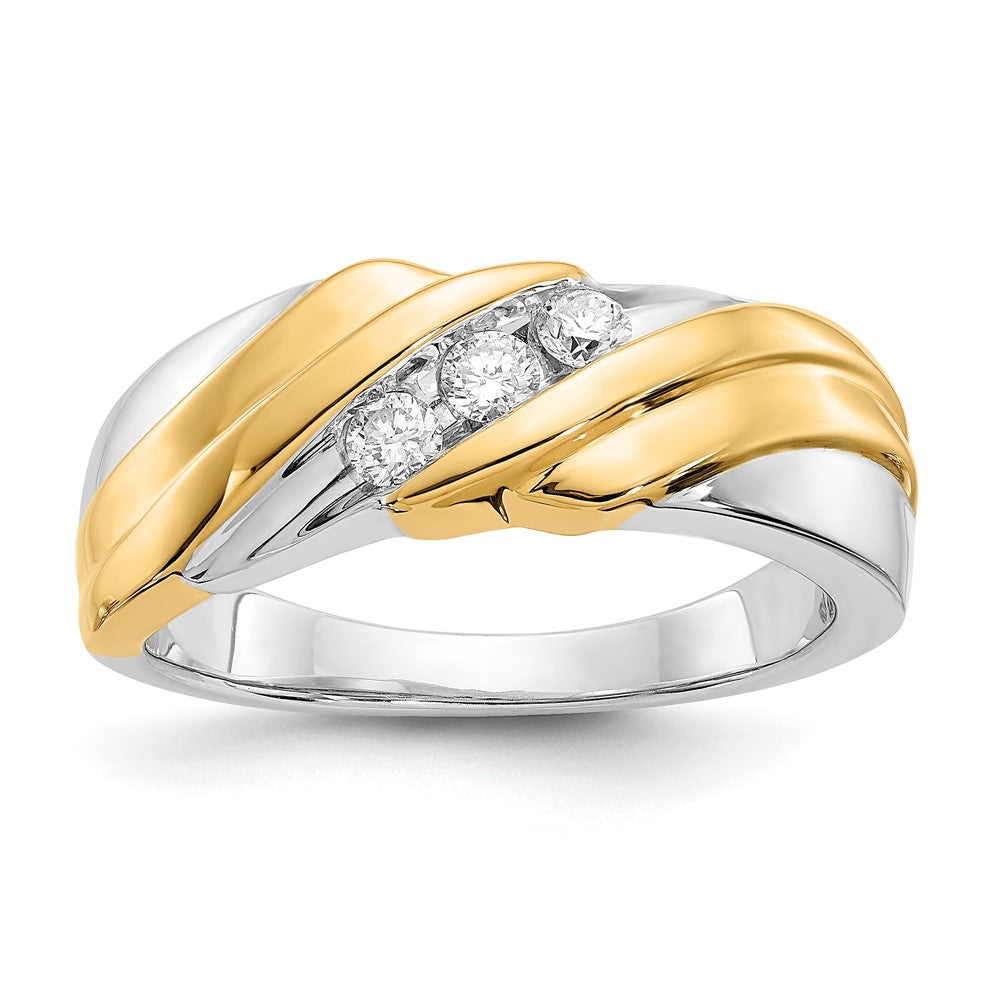 14K Two Tone Diamond Mens Ring