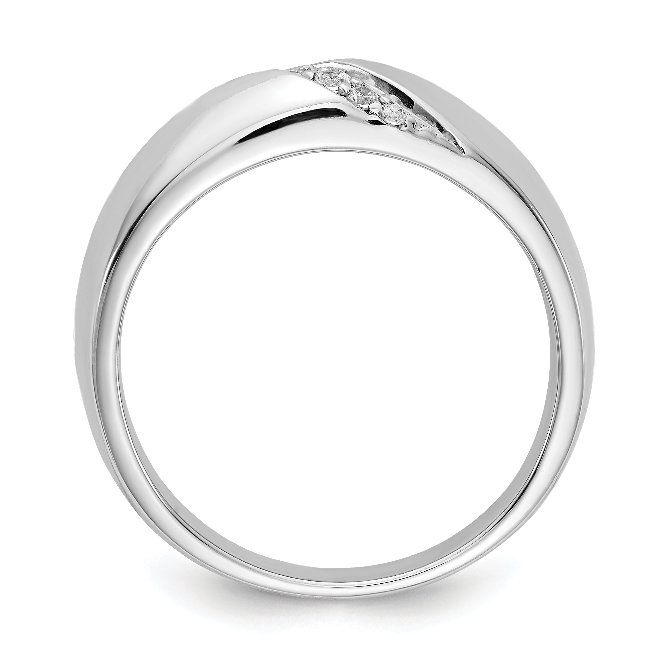14K White Gold Diamond Mens Ring