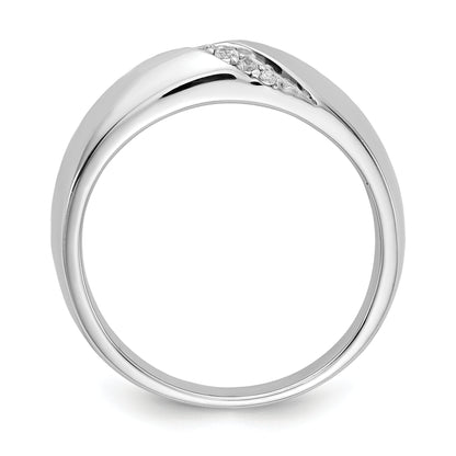 14K White Gold Diamond Mens Ring