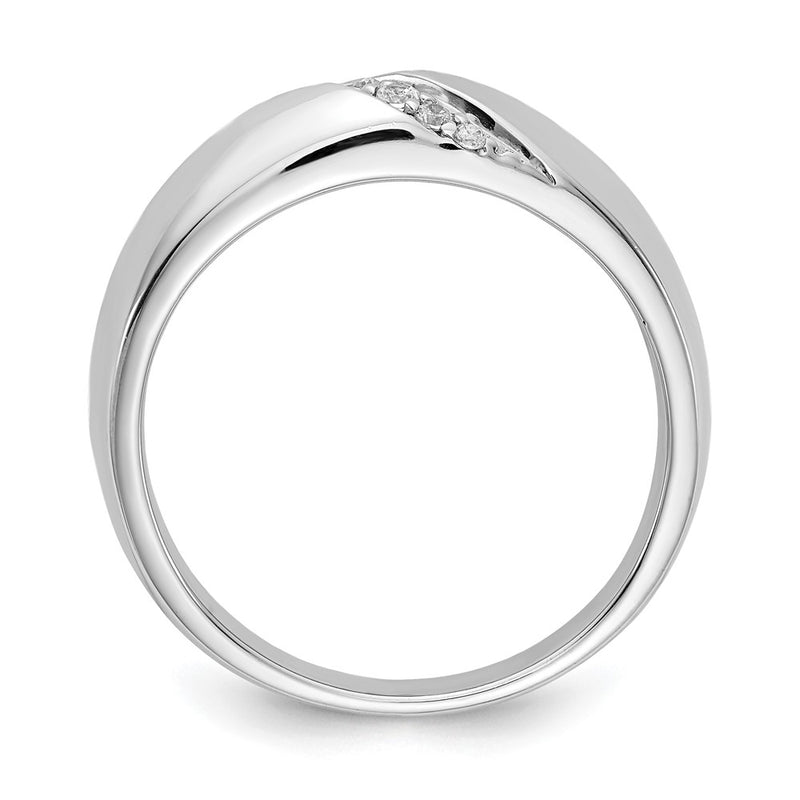 14K White Gold Diamond Mens Ring