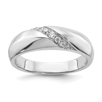 14K White Gold Diamond Mens Ring