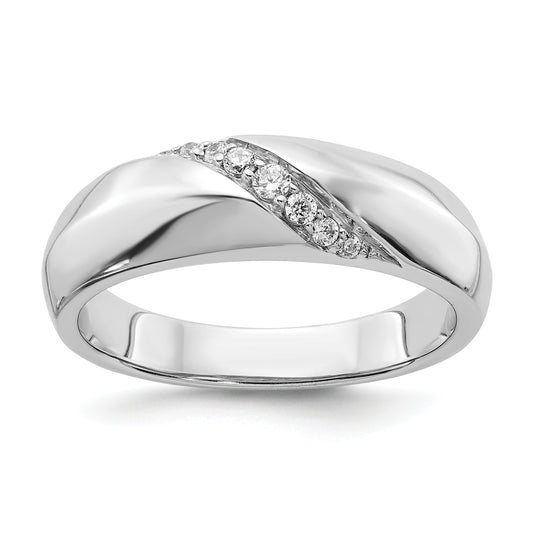 14K White Gold Diamond Mens Ring