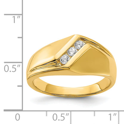 14K Yellow Gold Diamond Mens Ring