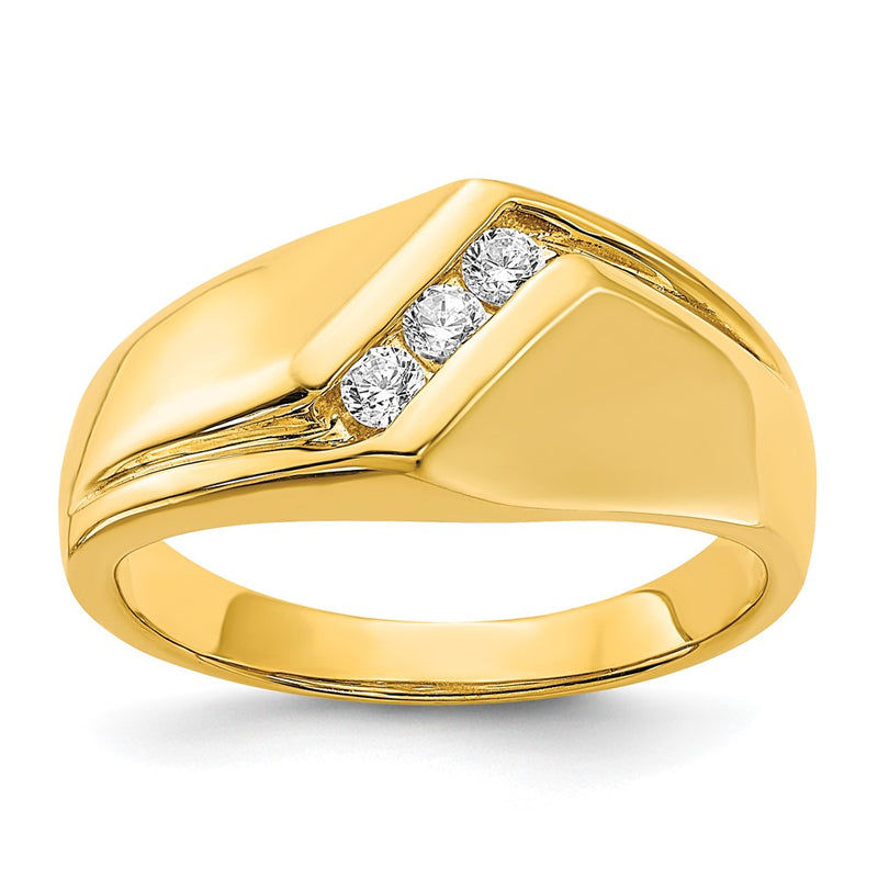14K Yellow Gold Diamond Mens Ring