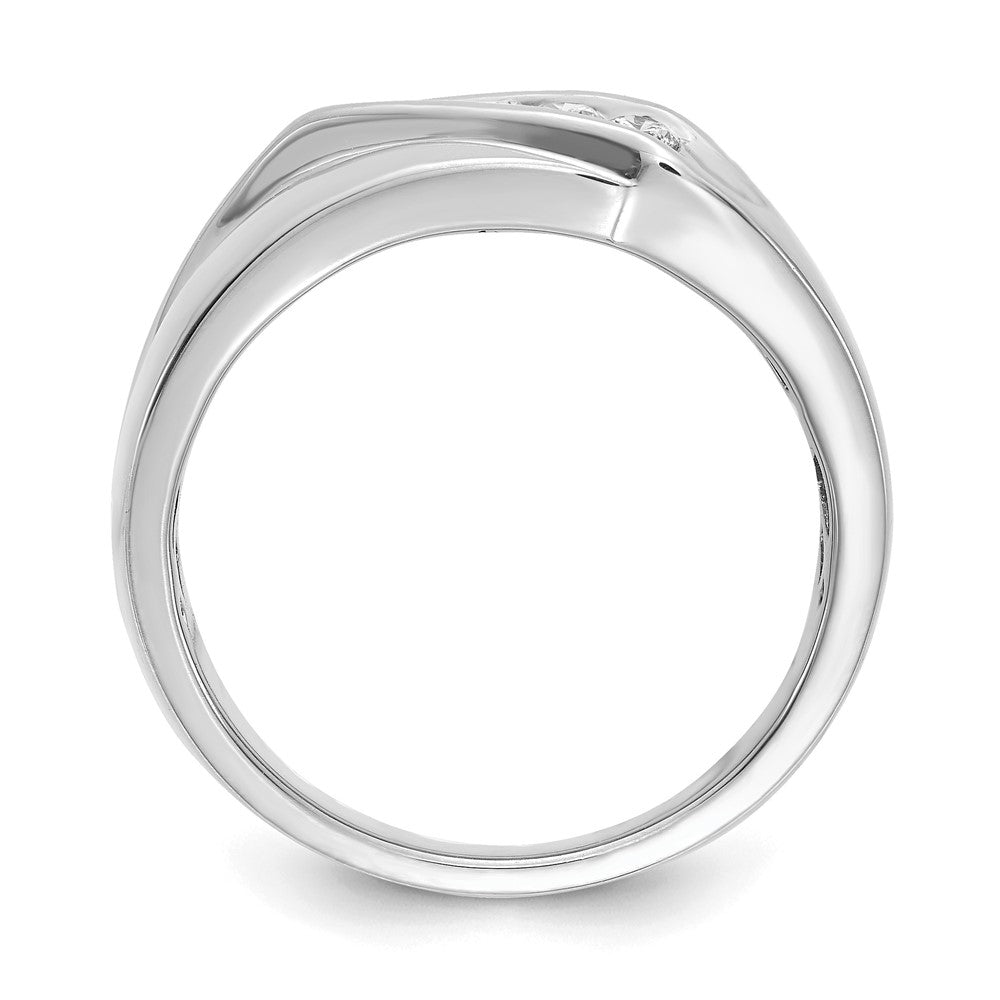14K White Gold Diamond Mens Ring