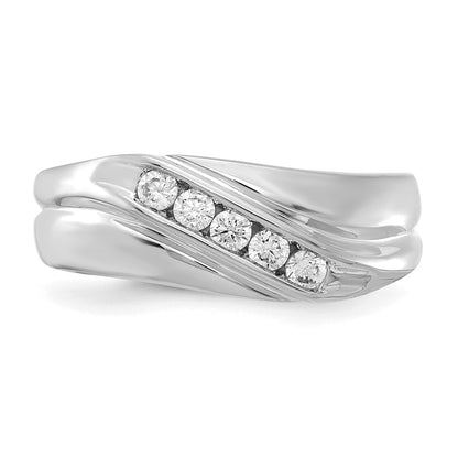 14K White Gold Diamond Mens Ring