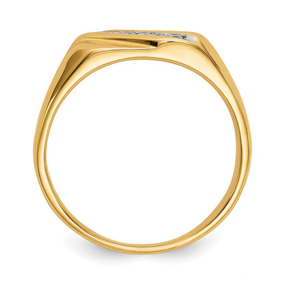 14k Yellow Gold  White 1/8 Ct. Lab Grown Diamond VS/SI+ G+ Six Stone Complete Men's Ring