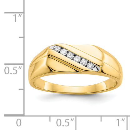 14K Yellow Gold Diamond Mens Ring