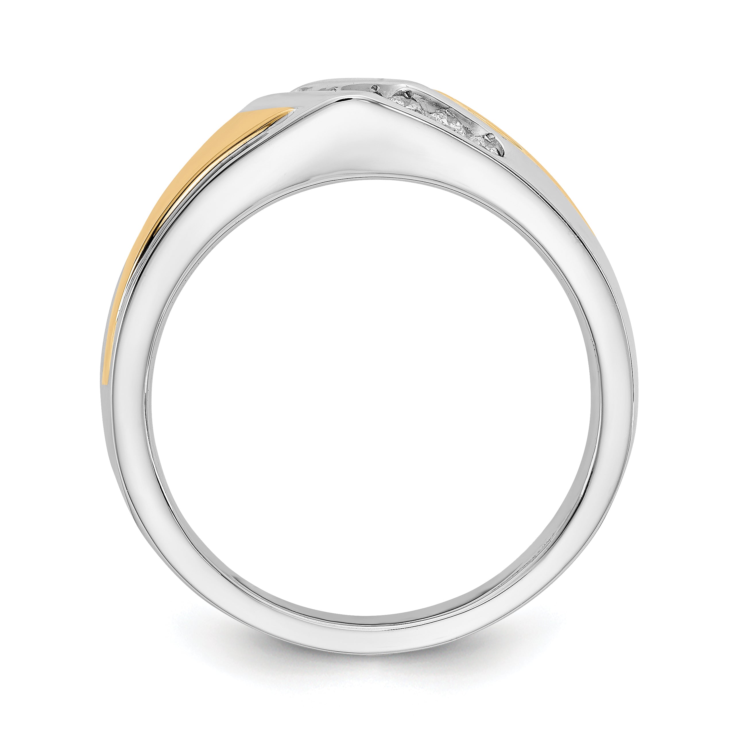 14K Two Tone Gold Diamond Mens Ring