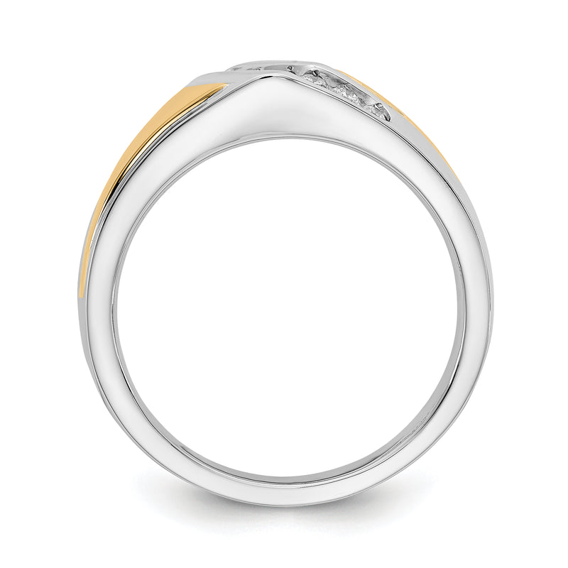 14K Two Tone Gold Diamond Mens Ring