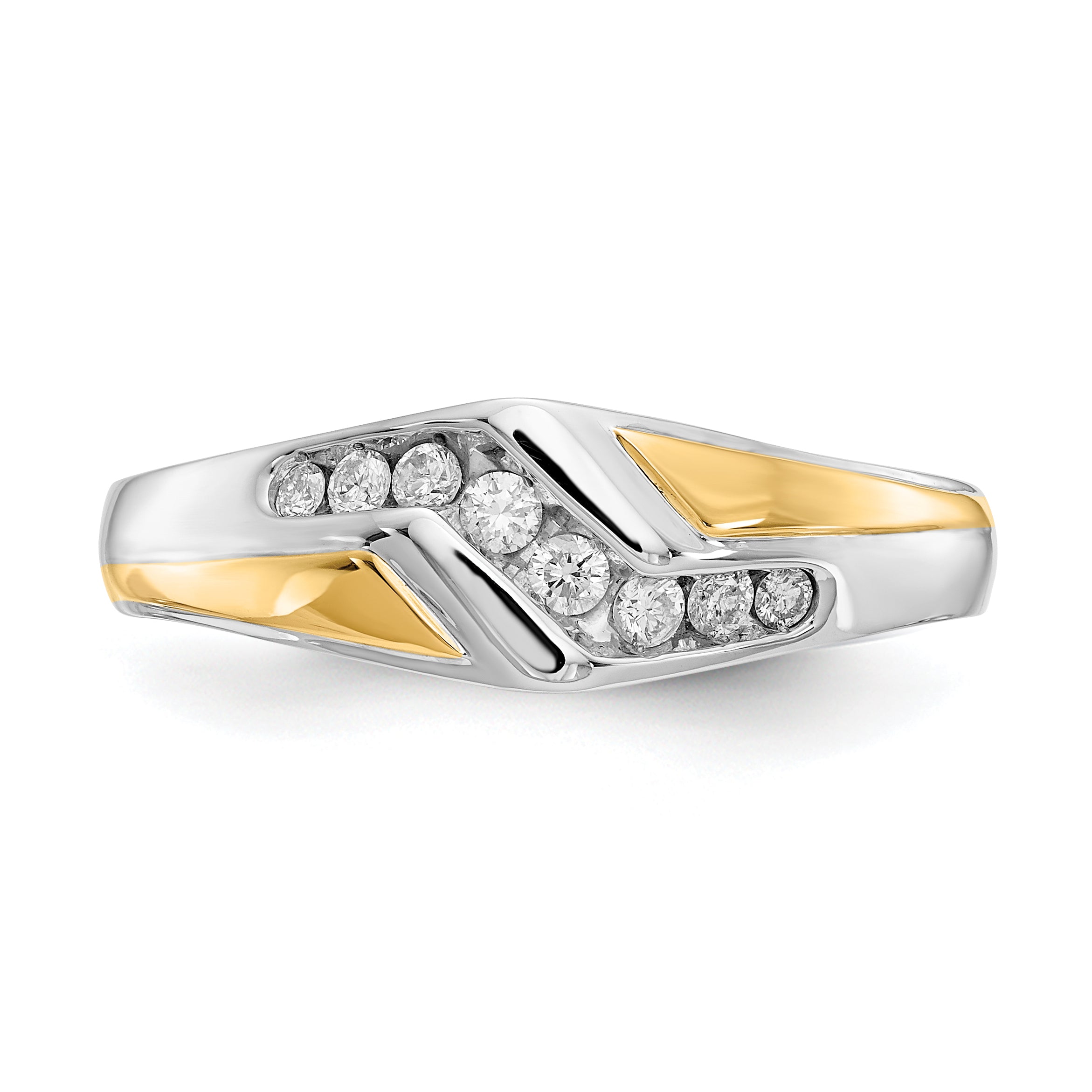 14K Two Tone Gold Diamond Mens Ring