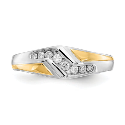 14K Two Tone Gold Diamond Mens Ring