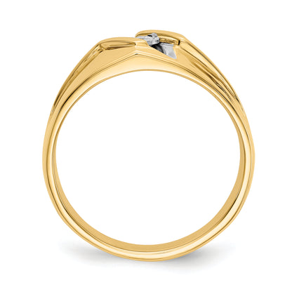 14K Yellow & Rhodium And Diamond Mens Ring