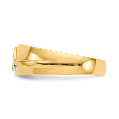 14K Yellow & Rhodium And Diamond Mens Ring