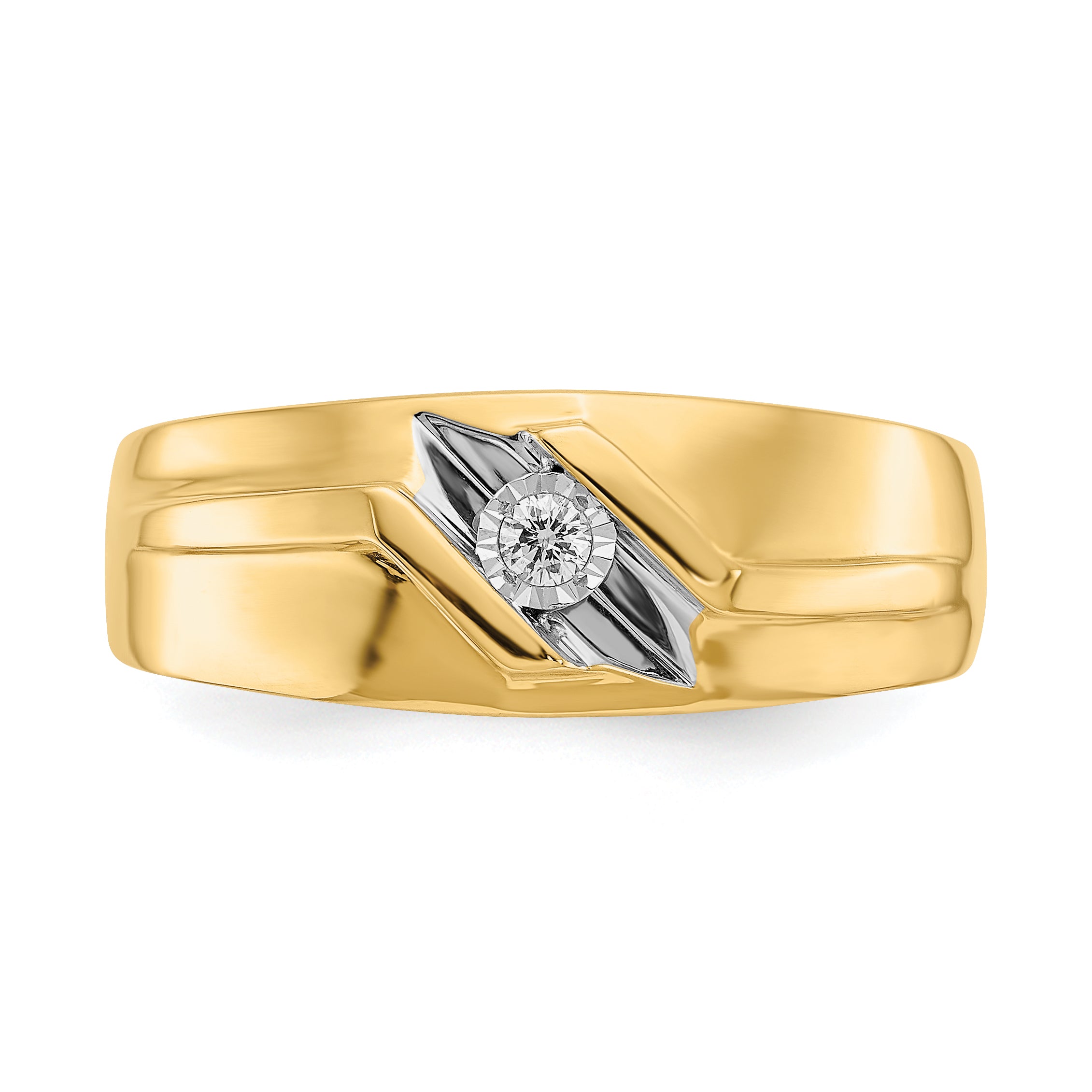 14K Yellow & Rhodium And Diamond Mens Ring