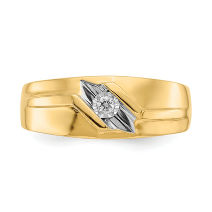 14K Yellow & Rhodium And Diamond Mens Ring