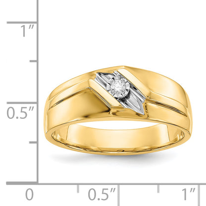 14K Yellow & Rhodium And Diamond Mens Ring