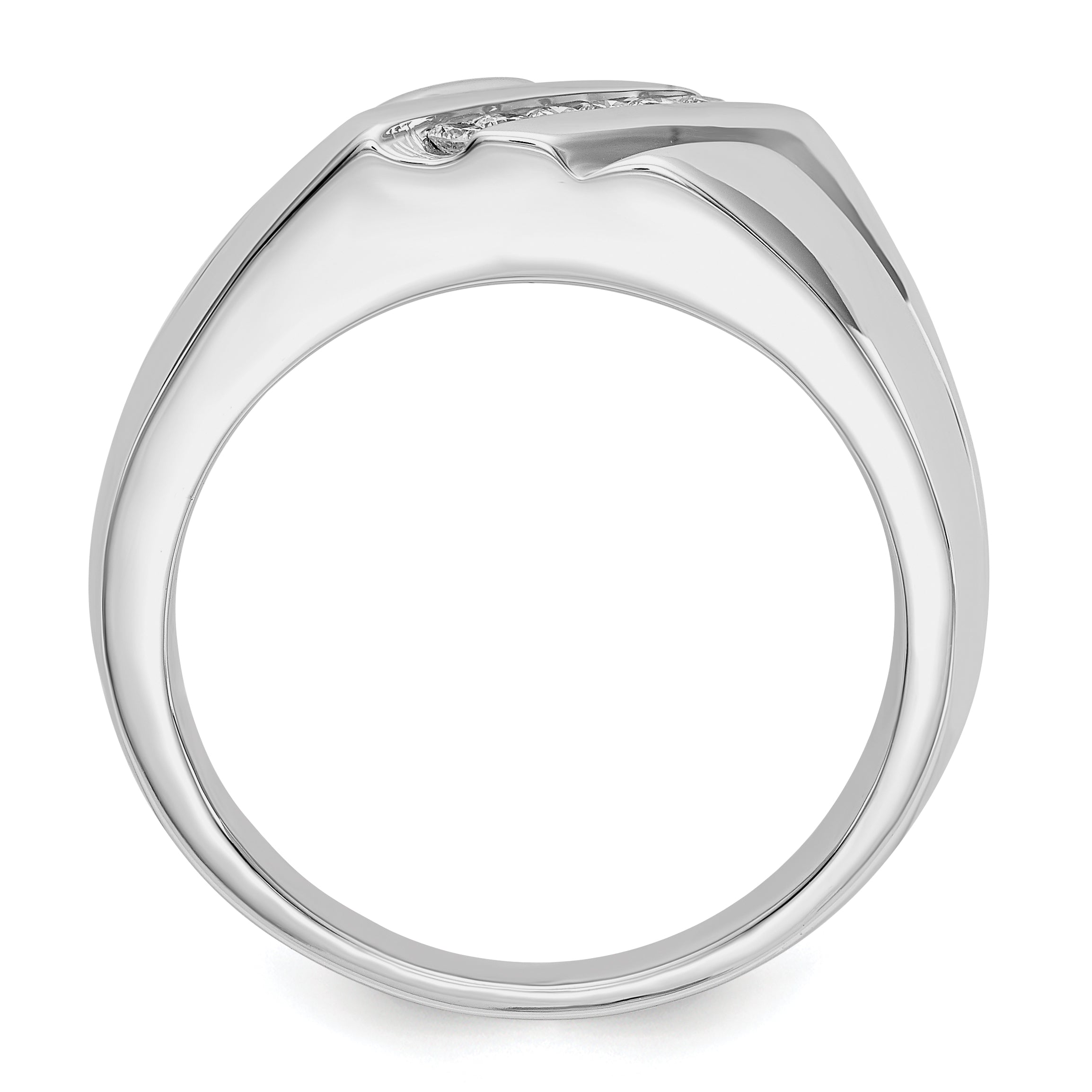 14K White Gold Diamond Mens Ring