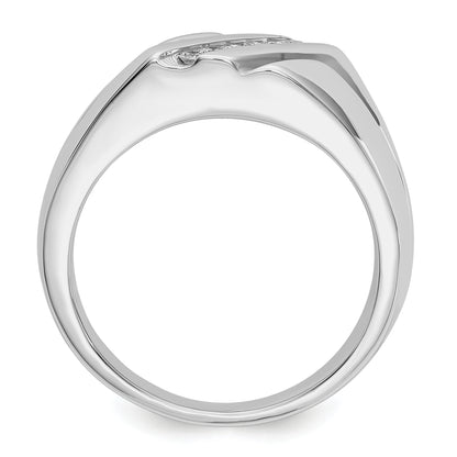 14K White Gold Diamond Mens Ring