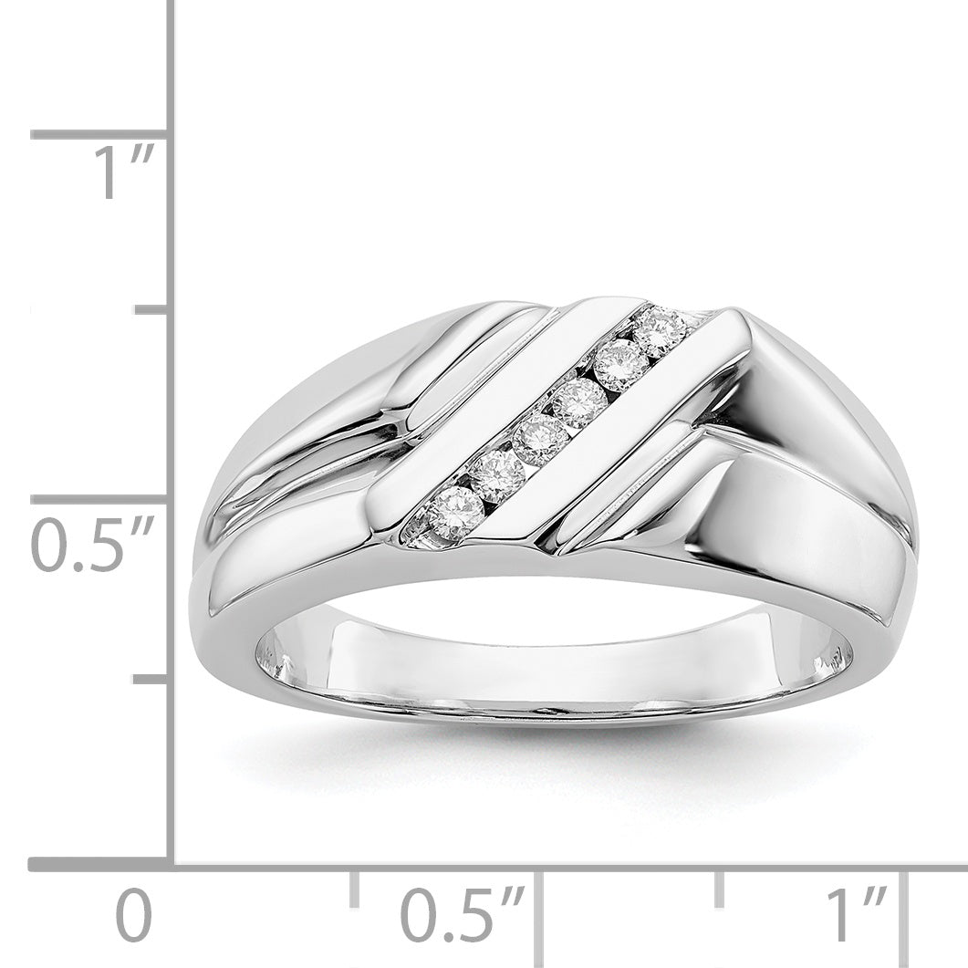 14K White Gold Diamond Mens Ring