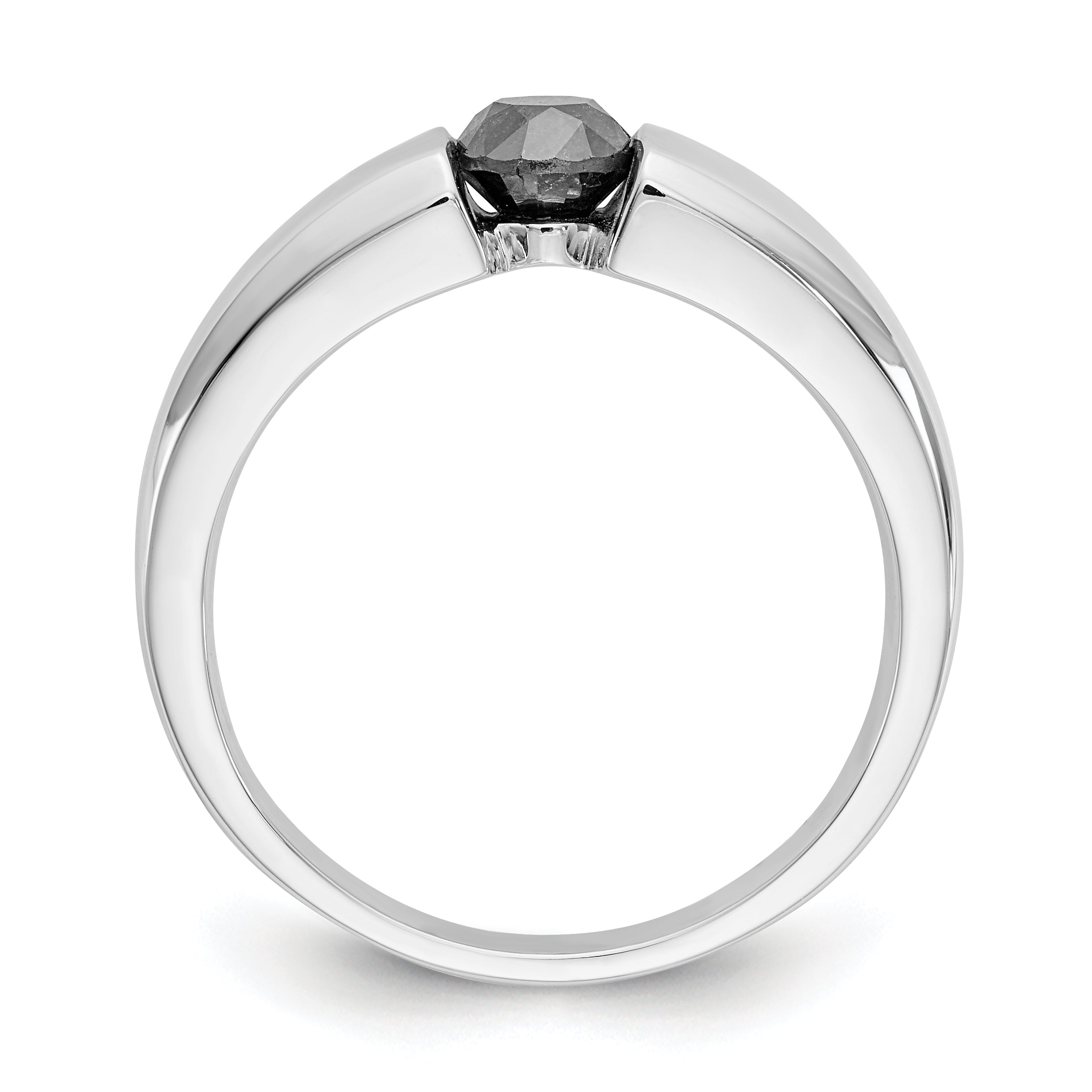 14K White Gold Black Diamond Mens Ring
