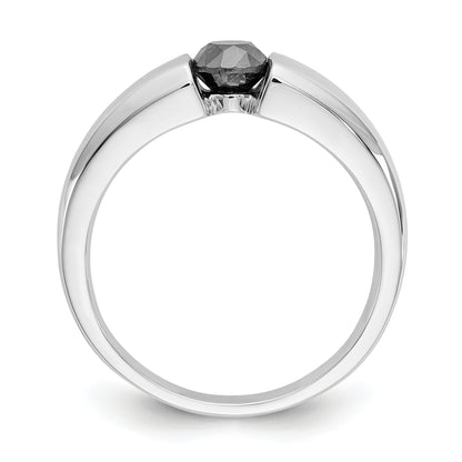 14K White Gold Black Diamond Mens Ring