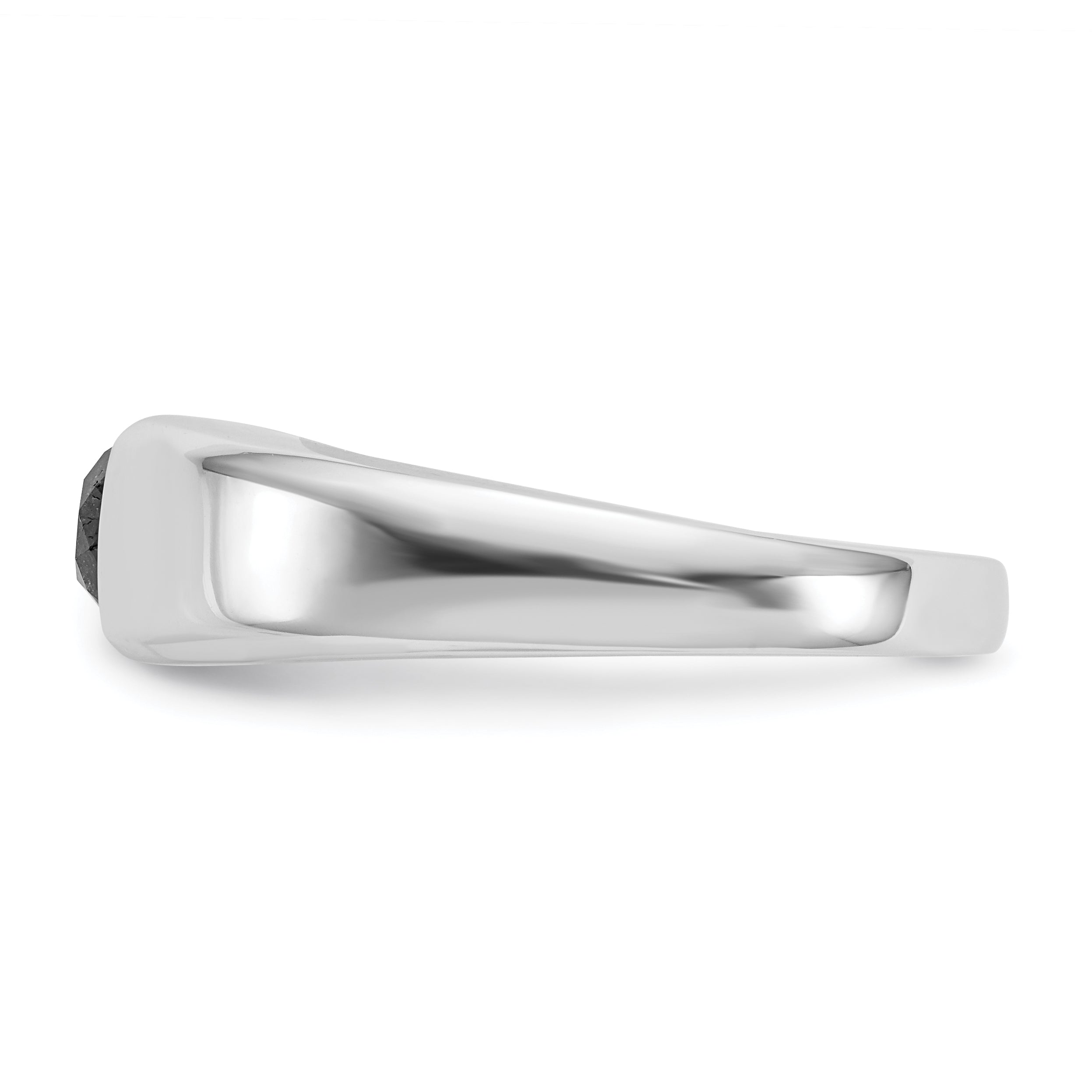 14K White Gold Black Diamond Mens Ring
