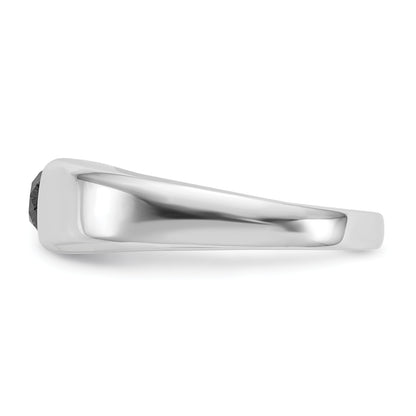 14K White Gold Black Diamond Mens Ring