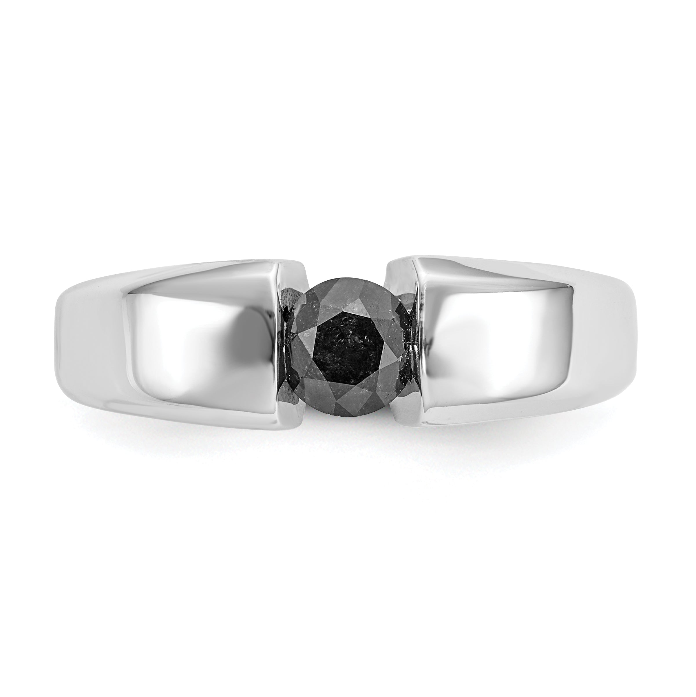 14K White Gold Black Diamond Mens Ring