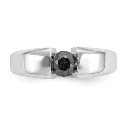 14K White Gold Black Diamond Mens Ring