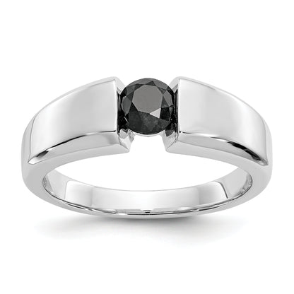 14K White Gold Black Diamond Mens Ring
