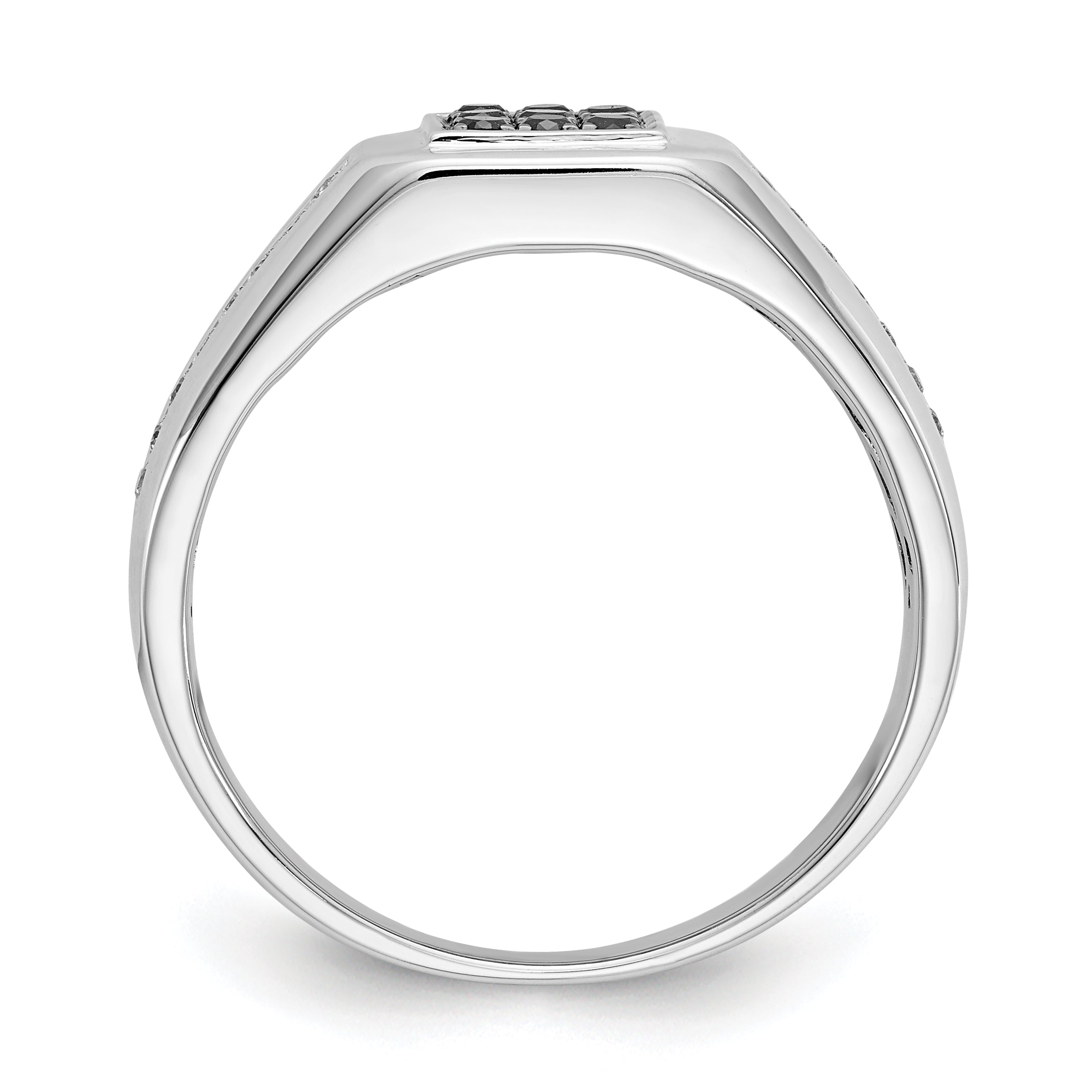 14K White Gold And Black Diamond Square Mens Ring