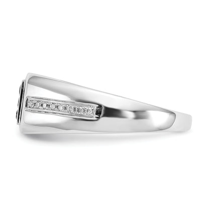 14K White Gold And Black Diamond Square Mens Ring