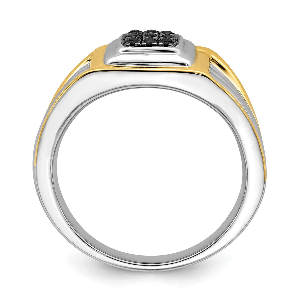 14K Two Tone Black Diamond Mens Ring