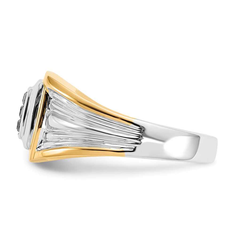 14K Two Tone Black Diamond Mens Ring