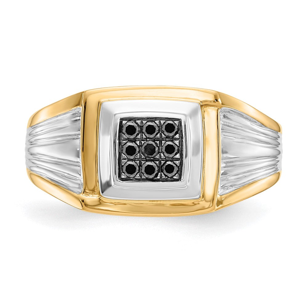 14K Two Tone Black Diamond Mens Ring