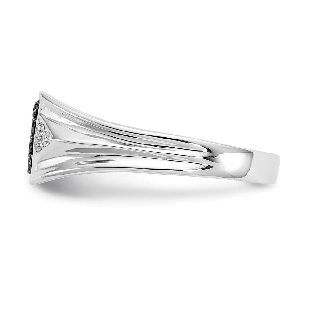 14K White Gold Black And Diamond Mens Ring