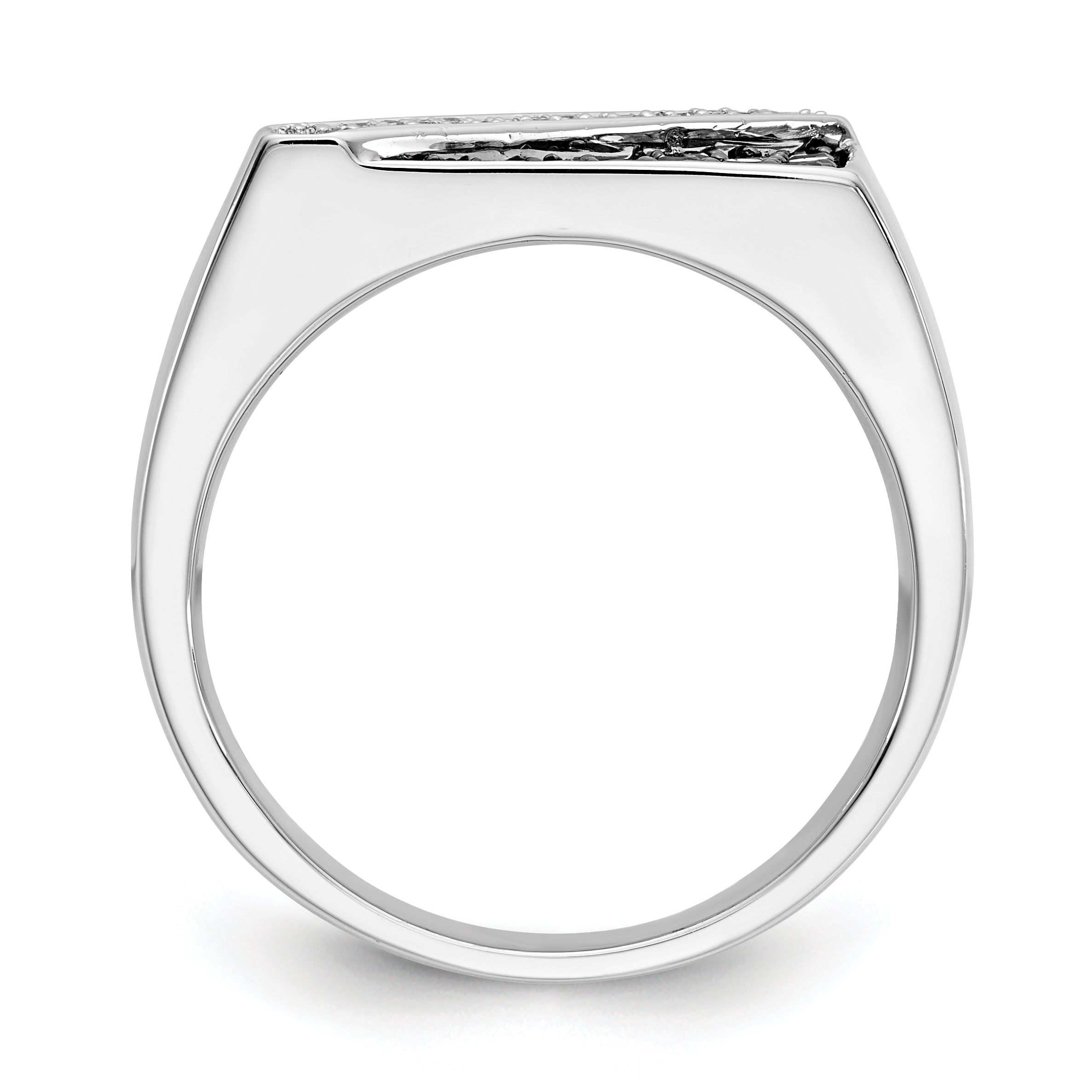 14K White Gold Black And Diamond Mens Ring