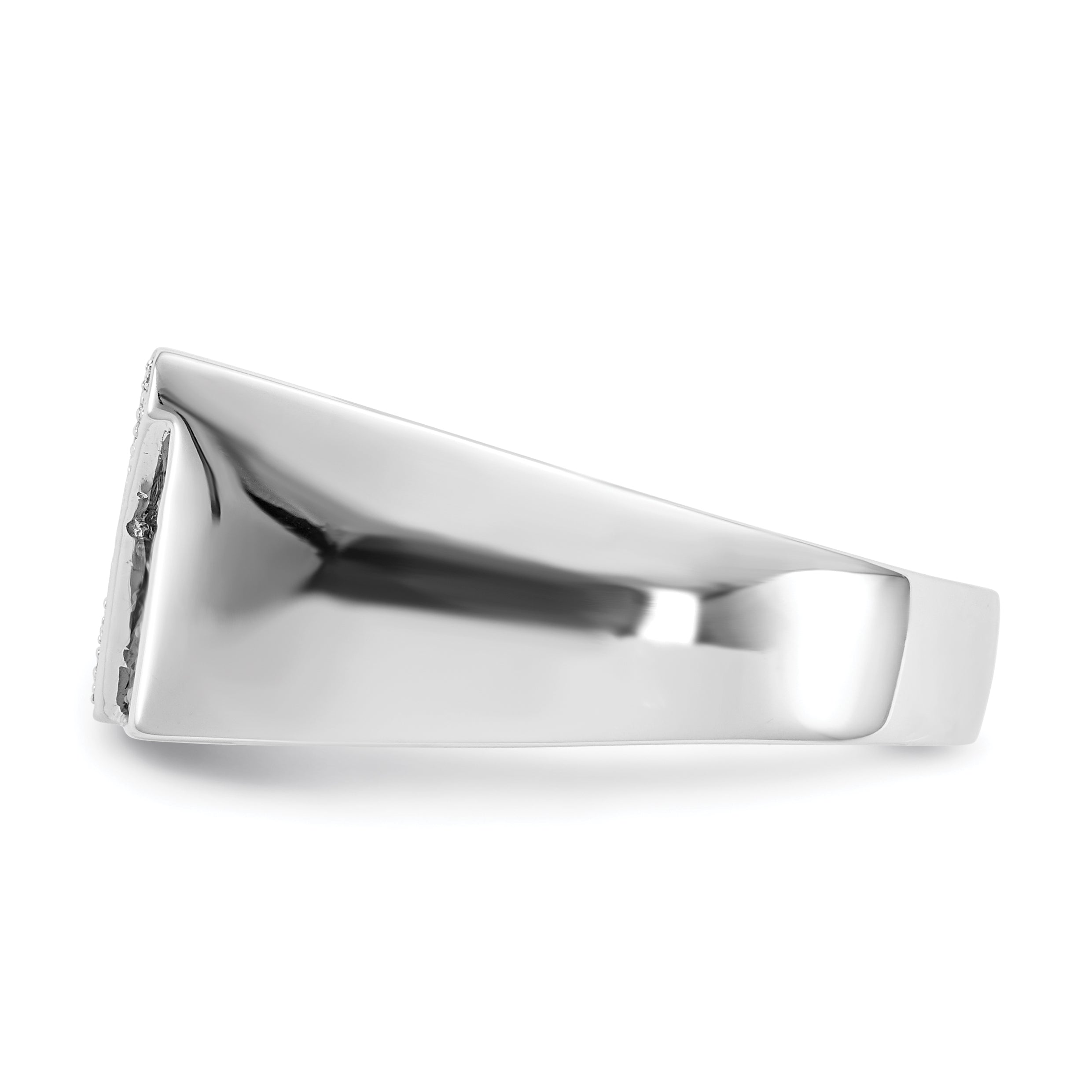 14K White Gold Black And Diamond Mens Ring