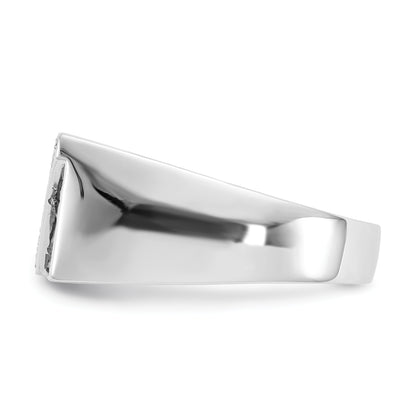 14K White Gold Black And Diamond Mens Ring