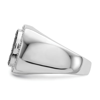 14K White Gold Black And Diamond Mens Ring